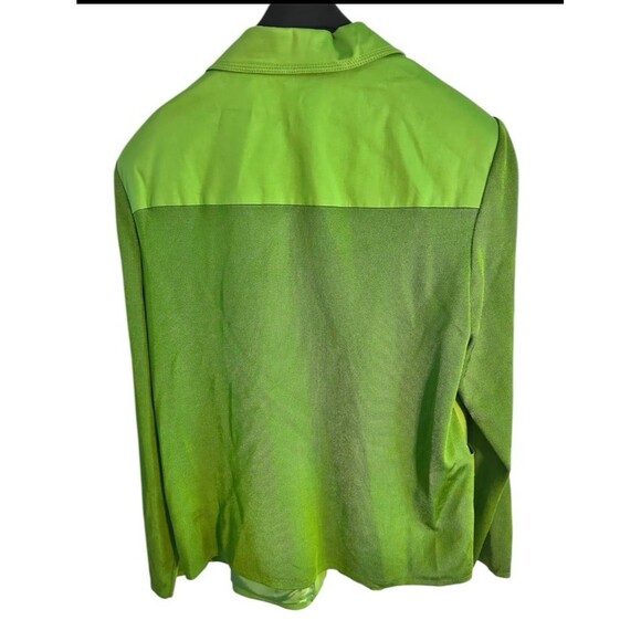 Peter Nygard Preppy Jacket Stretch Green Softshell Gold Zipper Woman 18” X 25” - Picture 2 of 11